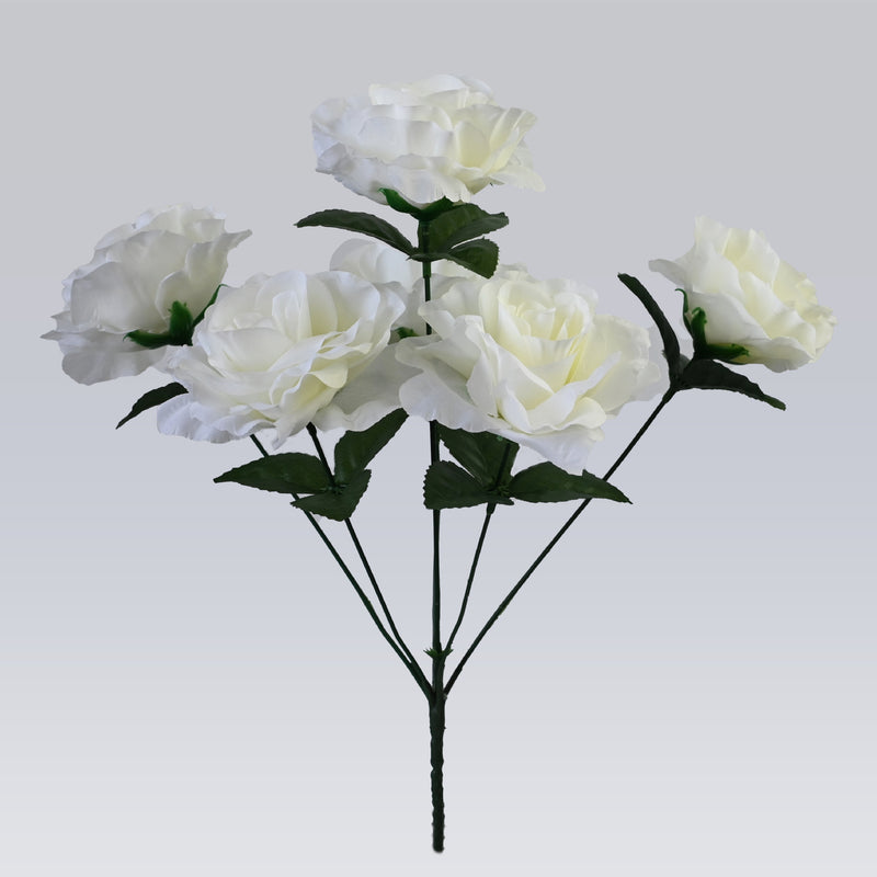 6 Head Faux Rose Bouquet, 14" Lifelike Artificial Roses with Large 4" Blooms, Silk Flowers for Wedding Bouquets, Vase Arrangements, and DIY Home Decor