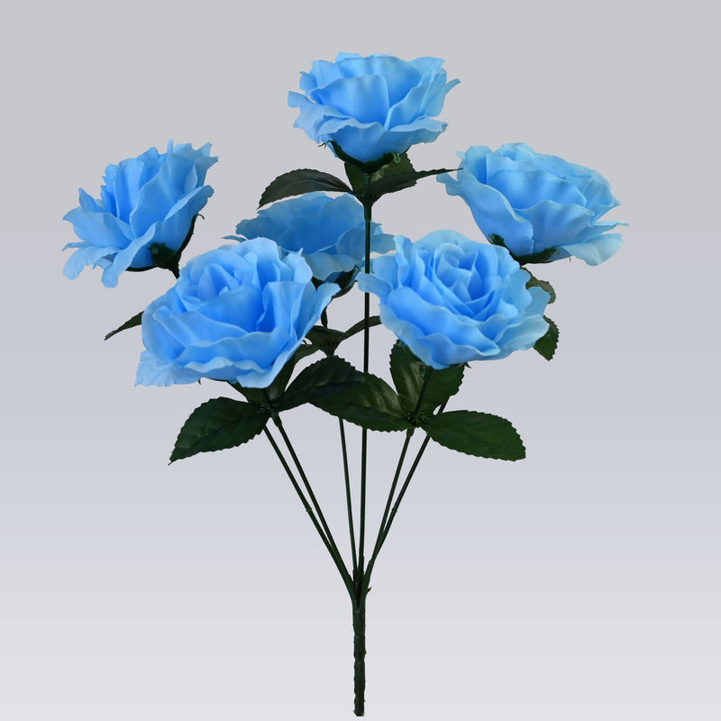 6 Head Faux Rose Bouquet, 14" Lifelike Artificial Roses with Large 4" Blooms, Silk Flowers for Wedding Bouquets, Vase Arrangements, and DIY Home Decor