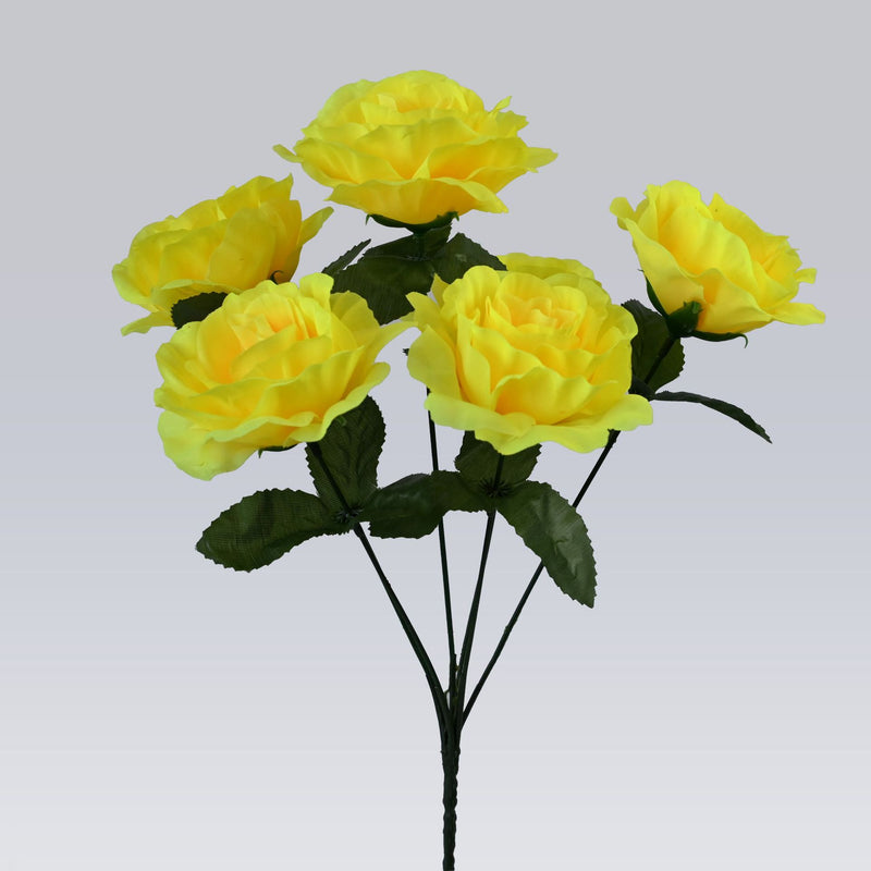 6 Head Faux Rose Bouquet, 14" Lifelike Artificial Roses with Large 4" Blooms, Silk Flowers for Wedding Bouquets, Vase Arrangements, and DIY Home Decor