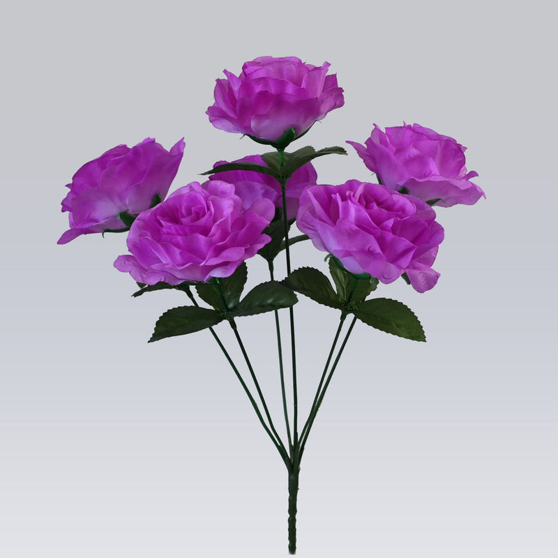 6 Head Faux Rose Bouquet, 14" Lifelike Artificial Roses with Large 4" Blooms, Silk Flowers for Wedding Bouquets, Vase Arrangements, and DIY Home Decor