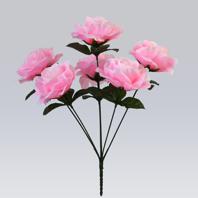 6 Head Faux Rose Bouquet, 14" Lifelike Artificial Roses with Large 4" Blooms, Silk Flowers for Wedding Bouquets, Vase Arrangements, and DIY Home Decor