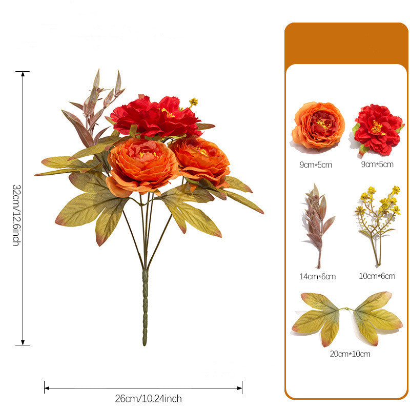 Autumn Wildflower Bouquet, 13" Realistic Faux Flowers Bunch, Rustic Vase Filler for Table Centerpieces, Home Decor, DIY Weddings
