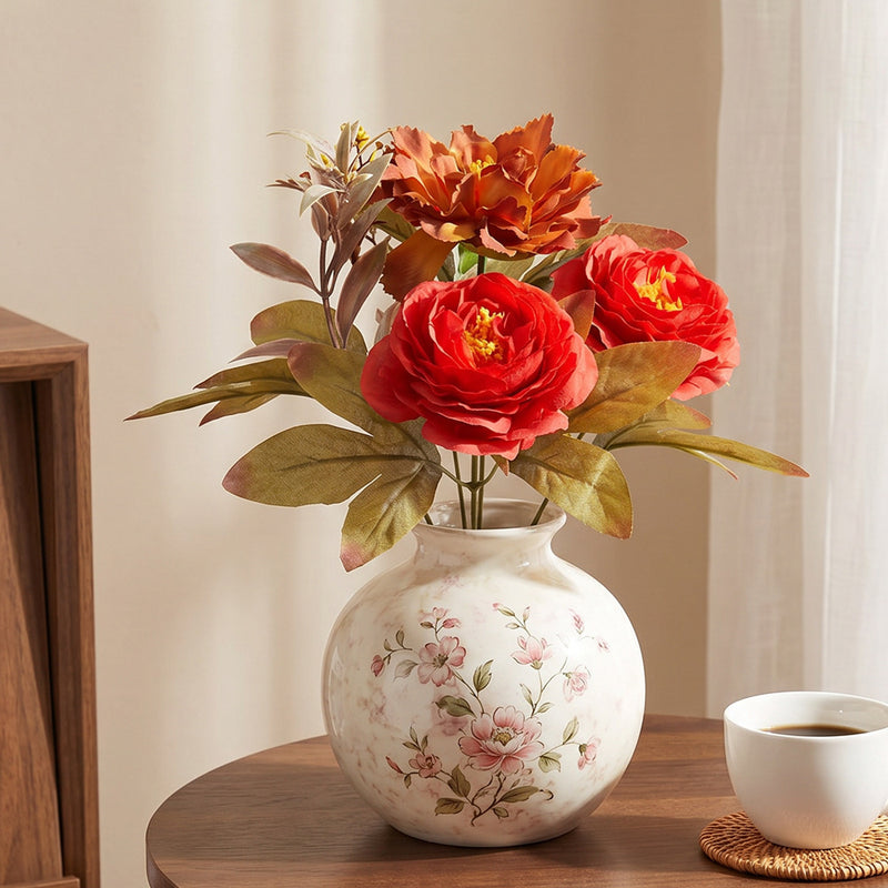 Autumn Wildflower Bouquet, 13" Realistic Faux Flowers Bunch, Rustic Vase Filler for Table Centerpieces, Home Decor, DIY Weddings