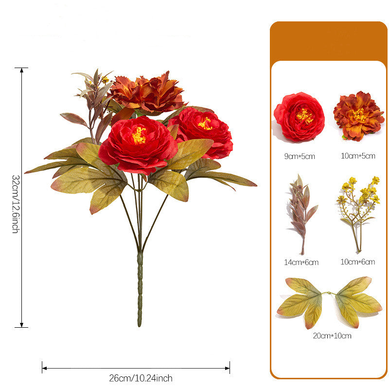 Autumn Wildflower Bouquet, 13" Realistic Faux Flowers Bunch, Rustic Vase Filler for Table Centerpieces, Home Decor, DIY Weddings