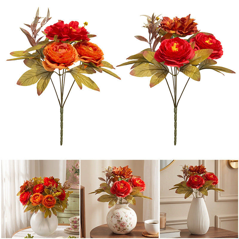 Autumn Wildflower Bouquet, 13" Realistic Faux Flowers Bunch, Rustic Vase Filler for Table Centerpieces, Home Decor, DIY Weddings