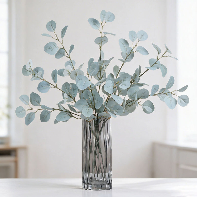 33" Real Touch Silver Dollar Eucalyptus Stem, Lifelike Autumn Greenery Branch, Faux Trailing Plant for Tall Vase, Wedding Bouquet, Home Decor