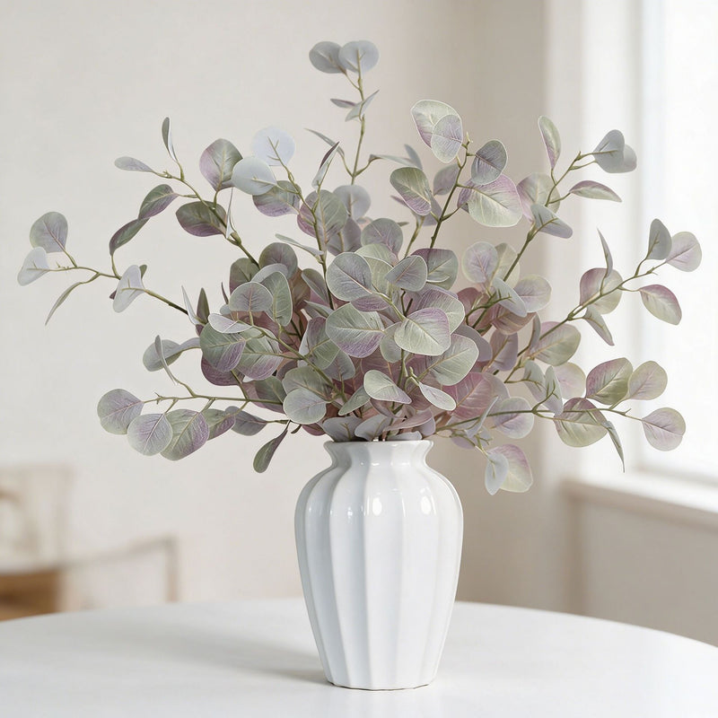 33" Real Touch Silver Dollar Eucalyptus Stem, Lifelike Autumn Greenery Branch, Faux Trailing Plant for Tall Vase, Wedding Bouquet, Home Decor