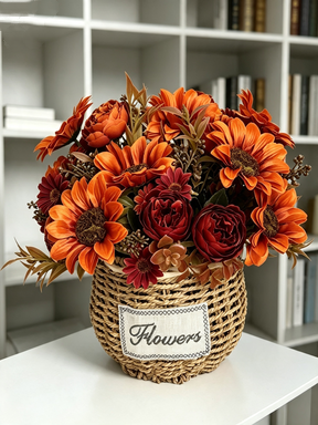 Realistic Autumn Sunflower Stem, 12" Tall Artificial Sunflowers for Vase, Rustic Farmhouse Decor, DIY Wedding Bouquets, Centerpieces & Crafts