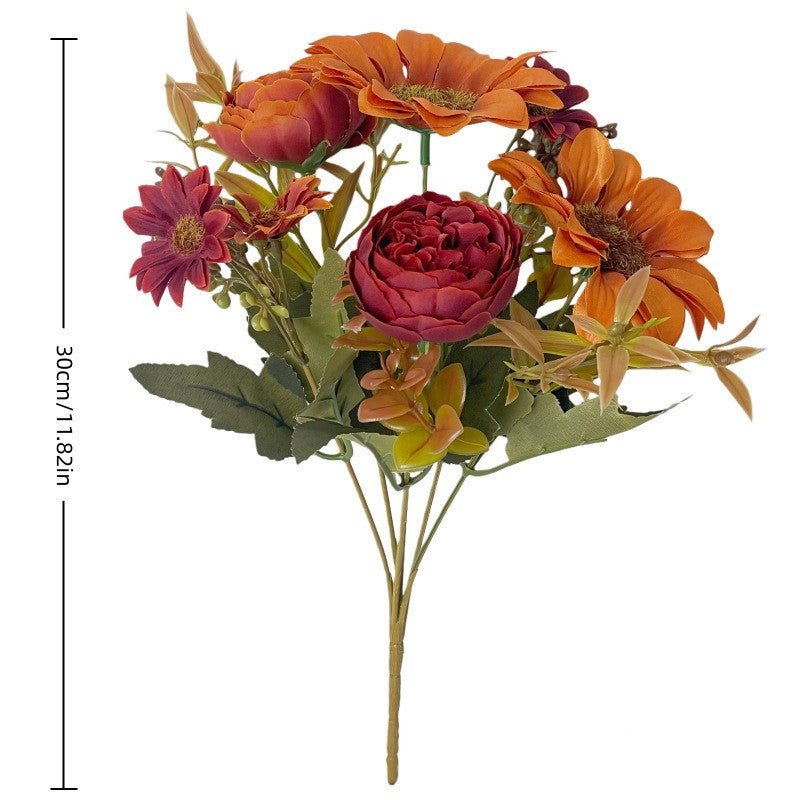 Realistic Autumn Sunflower Stem, 12" Tall Artificial Sunflowers for Vase, Rustic Farmhouse Decor, DIY Wedding Bouquets, Centerpieces & Crafts