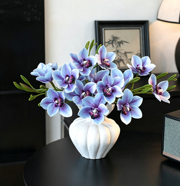 Lifelike Cymbidium Orchid Stem, 22" Tall Faux Flower, Realistic Long Stem for Tall Vases, Wedding Bouquets, DIY Floral Arrangements, Home Decor