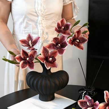 Lifelike Cymbidium Orchid Stem, 22" Tall Faux Flower, Realistic Long Stem for Tall Vases, Wedding Bouquets, DIY Floral Arrangements, Home Decor