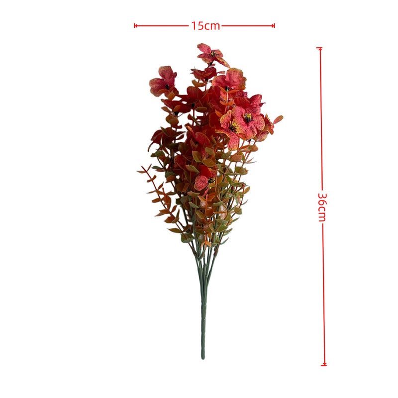 2-Pack Faux Autumn Eucalyptus & Violet Stems, 14" Realistic Silk Flowers for Fall Decor, Wedding Bouquets, Vase Filler, Farmhouse Home Decor