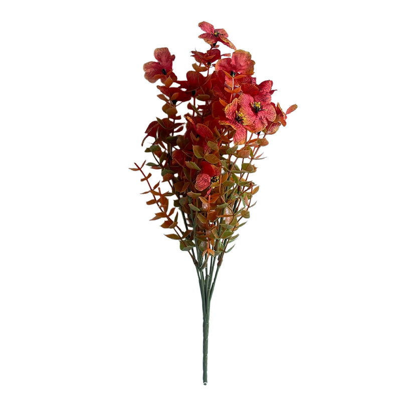 2-Pack Faux Autumn Eucalyptus & Violet Stems, 14" Realistic Silk Flowers for Fall Decor, Wedding Bouquets, Vase Filler, Farmhouse Home Decor