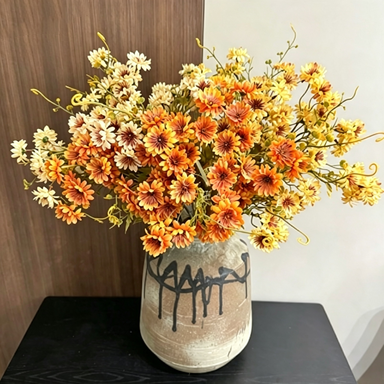 28" Long Stem Autumn Wild Daisy, Lifelike Faux Wildflower Spray for Rustic Farmhouse Decor, DIY Wedding Bouquets & Vase Arrangements