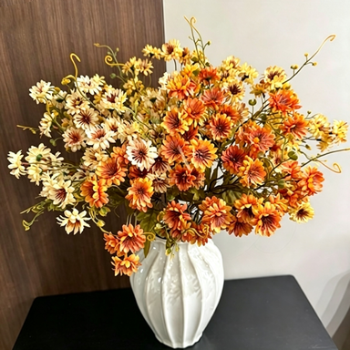 28" Long Stem Autumn Wild Daisy, Lifelike Faux Wildflower Spray for Rustic Farmhouse Decor, DIY Wedding Bouquets & Vase Arrangements