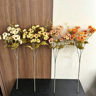28" Long Stem Autumn Wild Daisy, Lifelike Faux Wildflower Spray for Rustic Farmhouse Decor, DIY Wedding Bouquets & Vase Arrangements