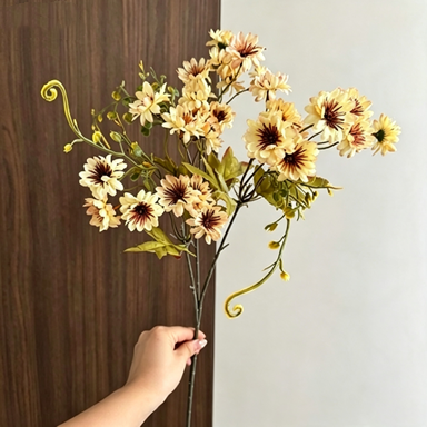 28" Long Stem Autumn Wild Daisy, Lifelike Faux Wildflower Spray for Rustic Farmhouse Decor, DIY Wedding Bouquets & Vase Arrangements