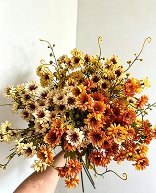 28" Long Stem Autumn Wild Daisy, Lifelike Faux Wildflower Spray for Rustic Farmhouse Decor, DIY Wedding Bouquets & Vase Arrangements