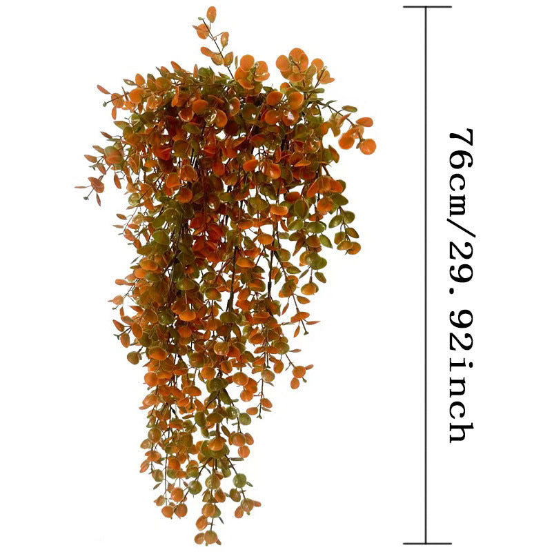 Lifelike Autumn Eucalyptus Hanging Vine, 30" Trailing Faux Greenery Plant, Realistic Russet Leaves for Wall Decor, Wedding, Mantel & Farmhouse Home Styling