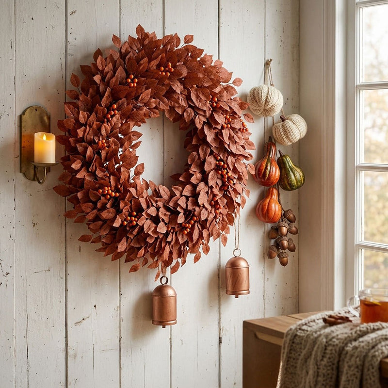 6.5 Ft Faux Autumn Magnolia Leaf Garland, Realistic Fall Foliage Vine for Mantle Decor, Wedding Arch, Thanksgiving Table Runner & Home Decor
