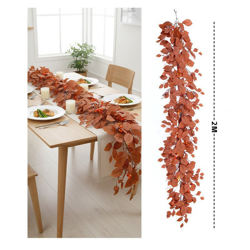 6.5 Ft Faux Autumn Magnolia Leaf Garland, Realistic Fall Foliage Vine for Mantle Decor, Wedding Arch, Thanksgiving Table Runner & Home Decor