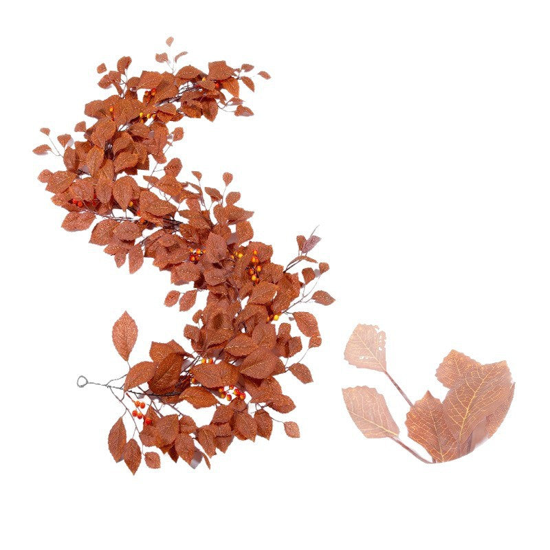 6.5 Ft Faux Autumn Magnolia Leaf Garland, Realistic Fall Foliage Vine for Mantle Decor, Wedding Arch, Thanksgiving Table Runner & Home Decor