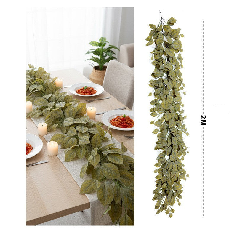 6.5 Ft Faux Autumn Magnolia Leaf Garland, Realistic Fall Foliage Vine for Mantle Decor, Wedding Arch, Thanksgiving Table Runner & Home Decor