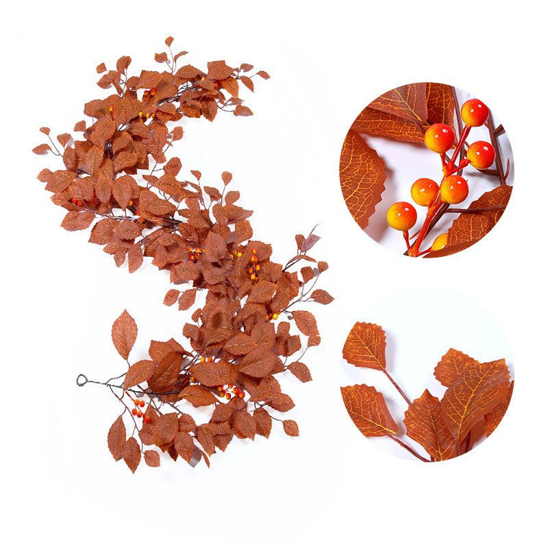 6.5 Ft Faux Autumn Magnolia Leaf Garland, Realistic Fall Foliage Vine for Mantle Decor, Wedding Arch, Thanksgiving Table Runner & Home Decor