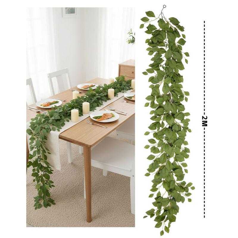6.5 Ft Faux Autumn Magnolia Leaf Garland, Realistic Fall Foliage Vine for Mantle Decor, Wedding Arch, Thanksgiving Table Runner & Home Decor