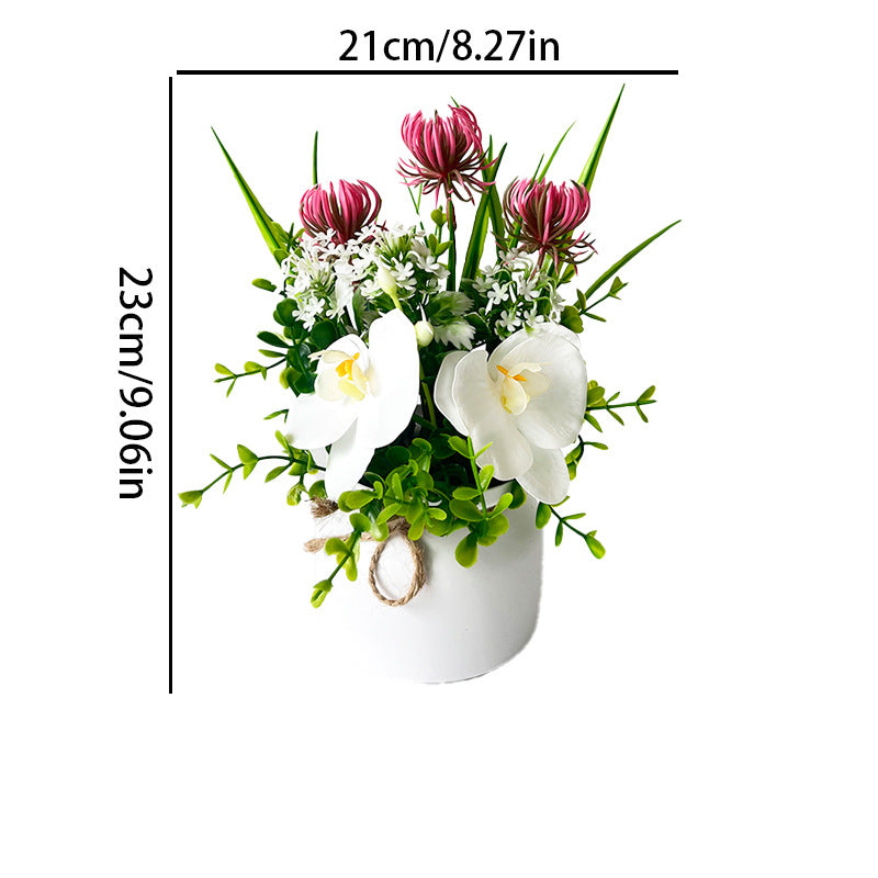 Lifelike Faux Phalaenopsis Orchid in Pot, 9" Small Artificial Butterfly Orchid, Realistic Silk Flower Arrangement for Home Decor, Office Desk, Wedding