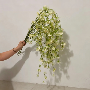 Set of 5 Lifelike Trailing Flower Stems, 37" Long Cascading Faux Greenery for Tall Vases, Wedding Decor, Home Mantle & DIY Arrangements