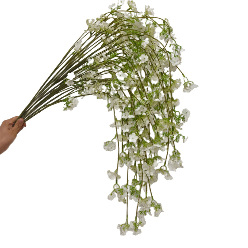 Set of 5 Lifelike Trailing Flower Stems, 37" Long Cascading Faux Greenery for Tall Vases, Wedding Decor, Home Mantle & DIY Arrangements