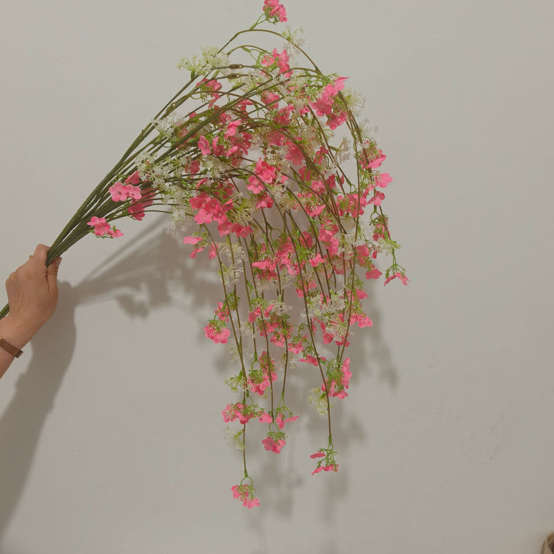 Set of 5 Lifelike Trailing Flower Stems, 37" Long Cascading Faux Greenery for Tall Vases, Wedding Decor, Home Mantle & DIY Arrangements