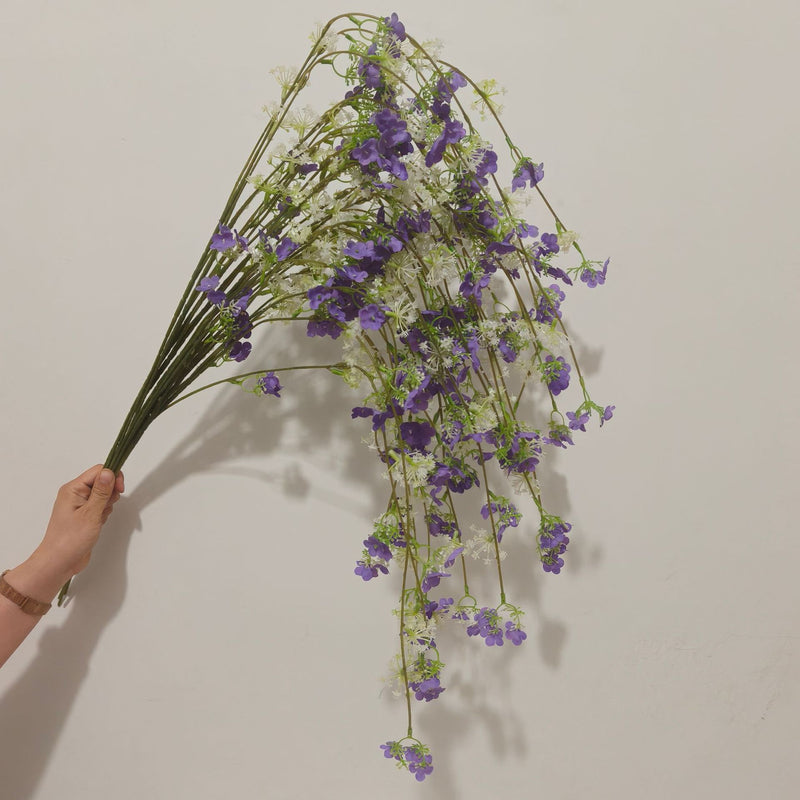 Set of 5 Lifelike Trailing Flower Stems, 37" Long Cascading Faux Greenery for Tall Vases, Wedding Decor, Home Mantle & DIY Arrangements