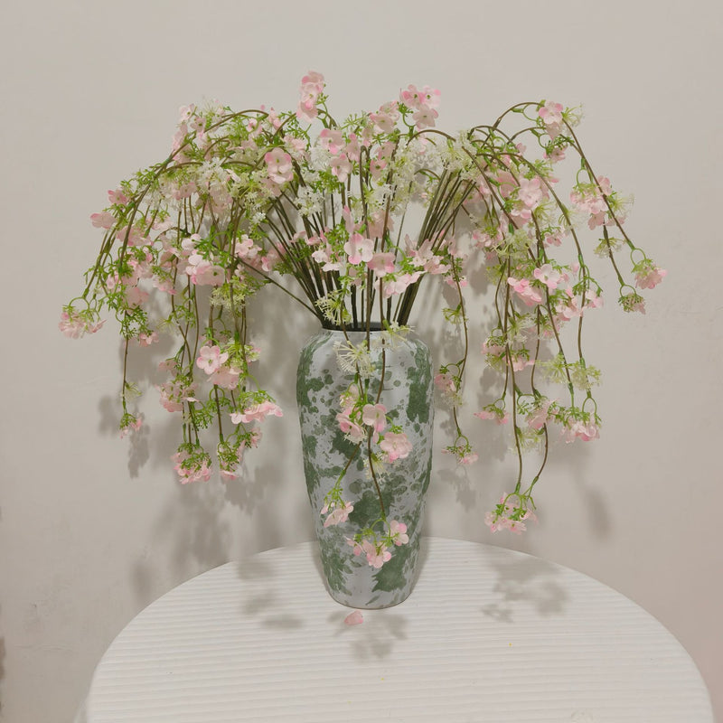 Set of 5 Lifelike Trailing Flower Stems, 37" Long Cascading Faux Greenery for Tall Vases, Wedding Decor, Home Mantle & DIY Arrangements