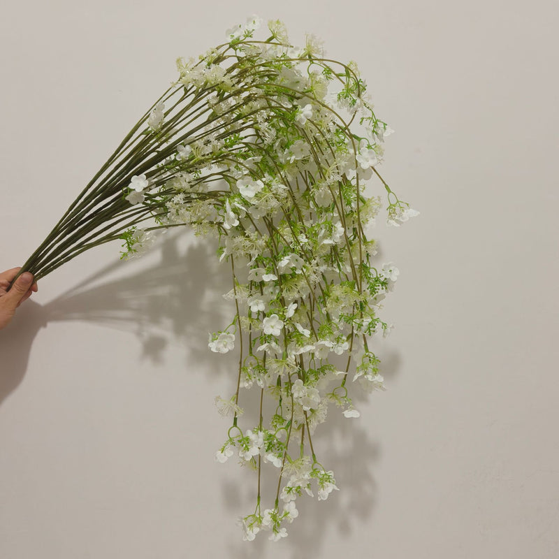 Set of 5 Lifelike Trailing Flower Stems, 37" Long Cascading Faux Greenery for Tall Vases, Wedding Decor, Home Mantle & DIY Arrangements