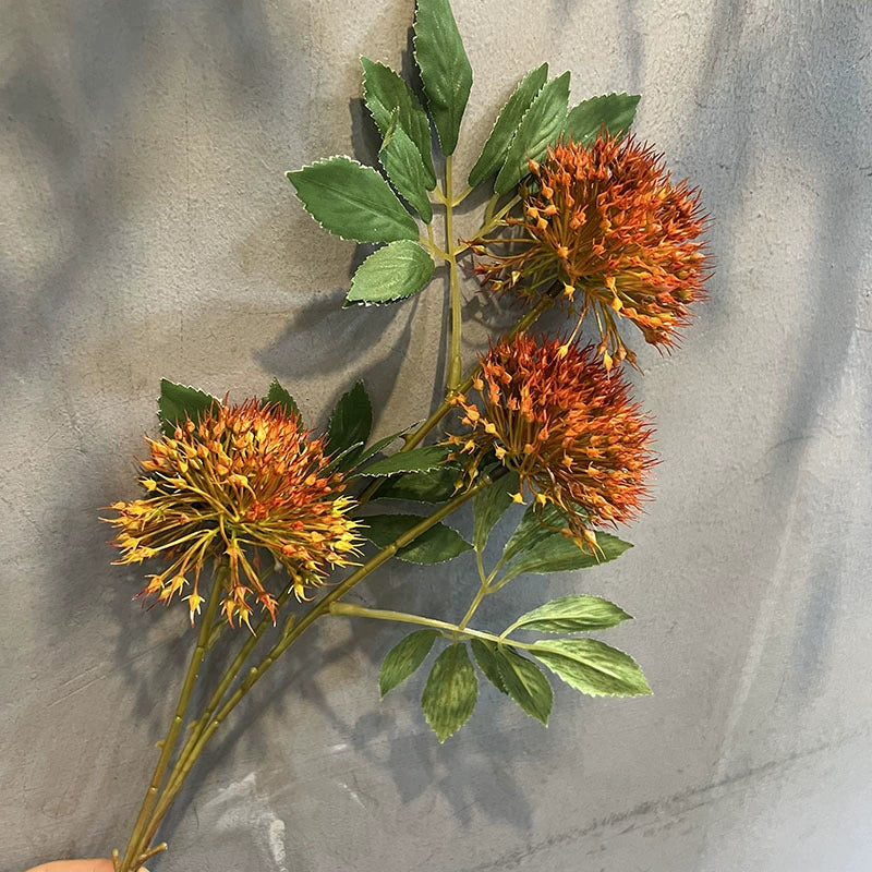 26" Tall Faux Allium Stems, 3-Head Artificial Dandelion Flowers, Realistic Sphere Blooms for Vase Filler, Modern Home Decor, Wedding Centerpieces