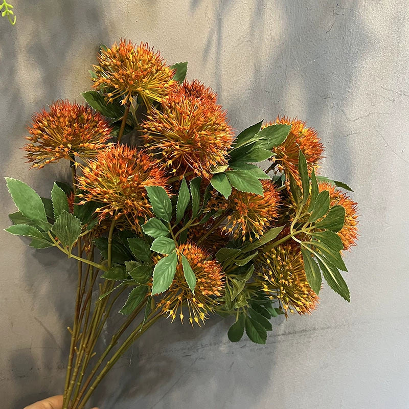 26" Tall Faux Allium Stems, 3-Head Artificial Dandelion Flowers, Realistic Sphere Blooms for Vase Filler, Modern Home Decor, Wedding Centerpieces