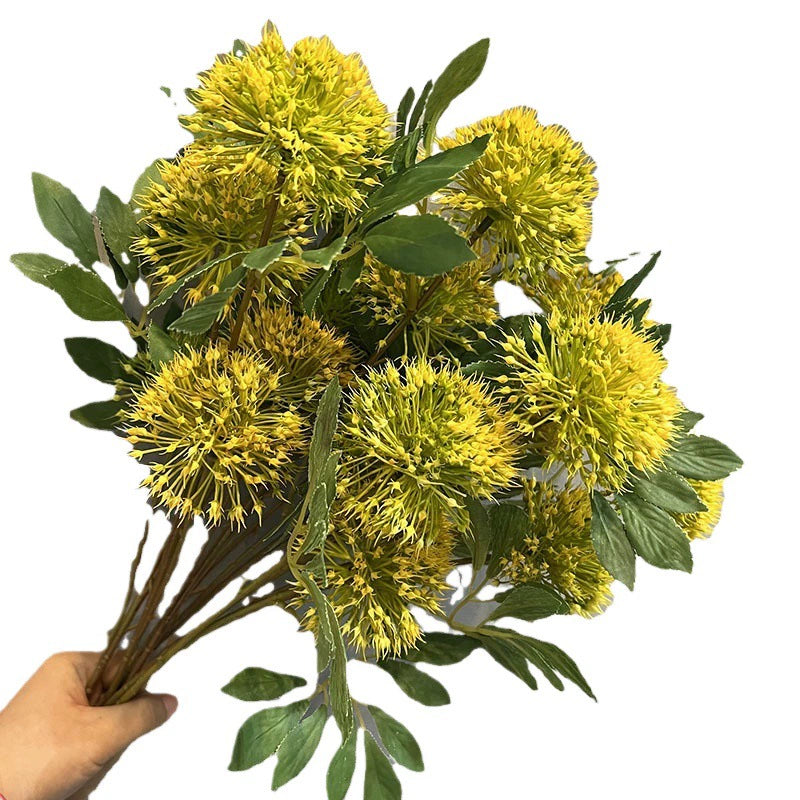 26" Tall Faux Allium Stems, 3-Head Artificial Dandelion Flowers, Realistic Sphere Blooms for Vase Filler, Modern Home Decor, Wedding Centerpieces