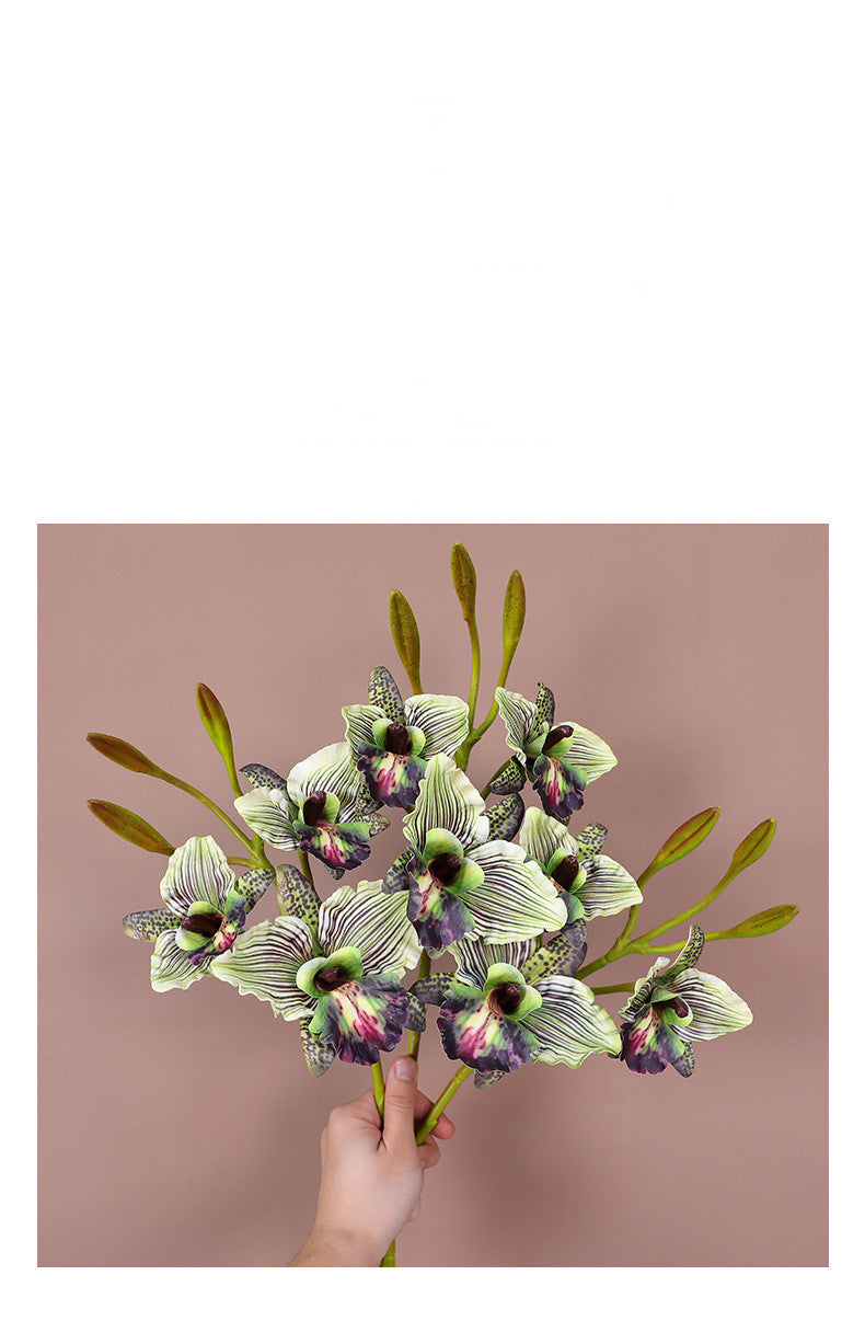 Lifelike Cattleya Orchid Stem, 20-Inch Tall with 3 Blooms, Premium Faux Orchid for Vase Arrangements, Elegant Home Decor, DIY Wedding Florals