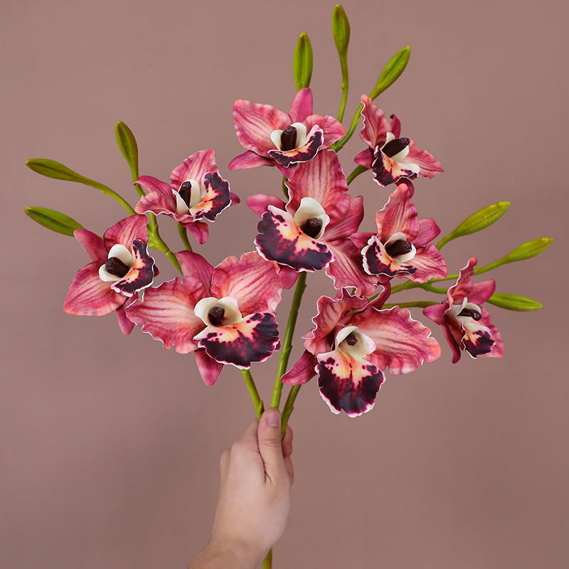Lifelike Cattleya Orchid Stem, 20-Inch Tall with 3 Blooms, Premium Faux Orchid for Vase Arrangements, Elegant Home Decor, DIY Wedding Florals