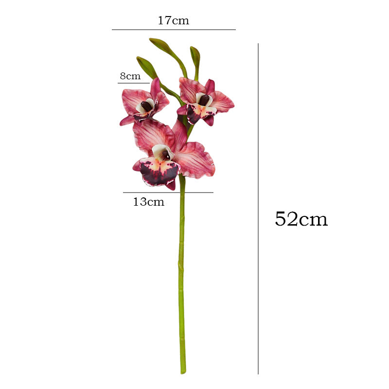 Lifelike Cattleya Orchid Stem, 20-Inch Tall with 3 Blooms, Premium Faux Orchid for Vase Arrangements, Elegant Home Decor, DIY Wedding Florals