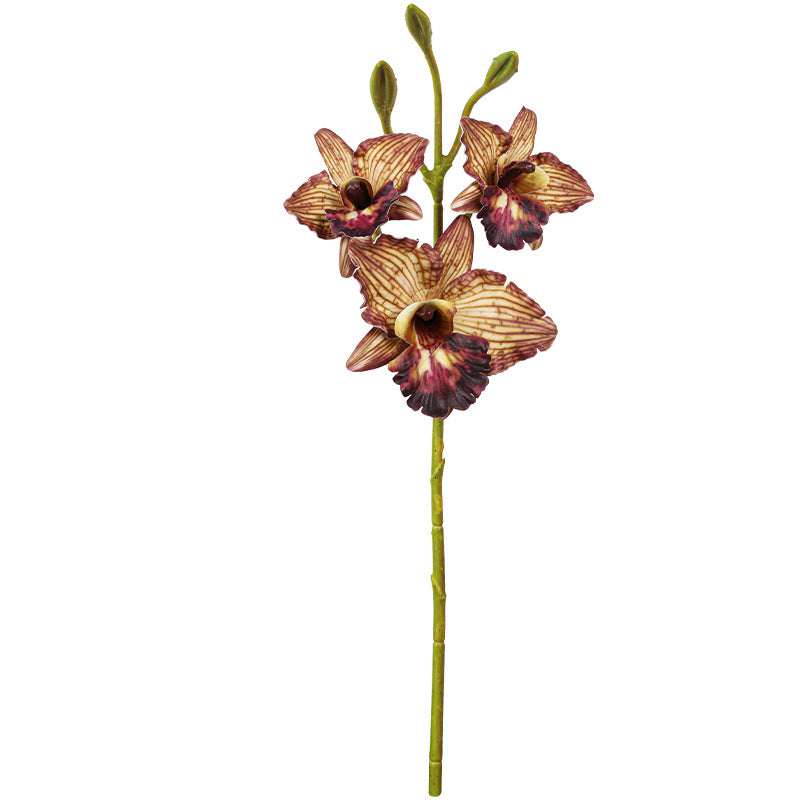 Lifelike Cattleya Orchid Stem, 20-Inch Tall with 3 Blooms, Premium Faux Orchid for Vase Arrangements, Elegant Home Decor, DIY Wedding Florals