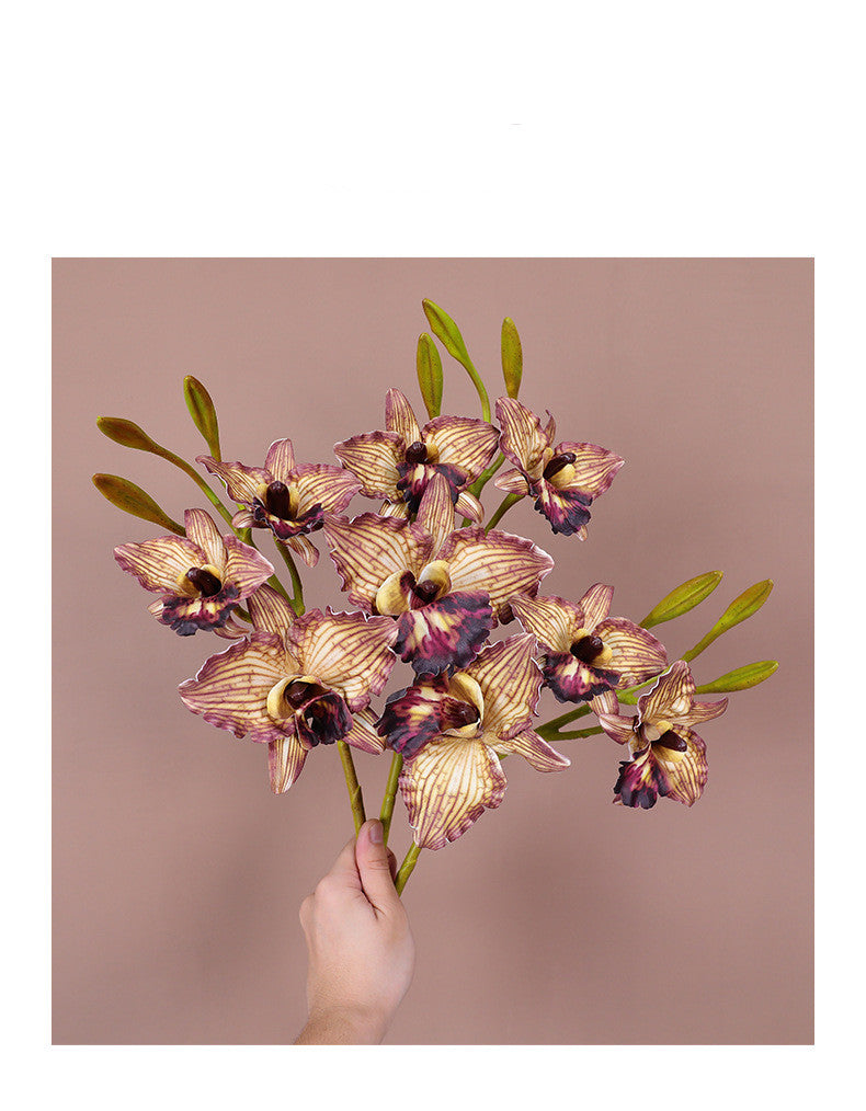 Lifelike Cattleya Orchid Stem, 20-Inch Tall with 3 Blooms, Premium Faux Orchid for Vase Arrangements, Elegant Home Decor, DIY Wedding Florals