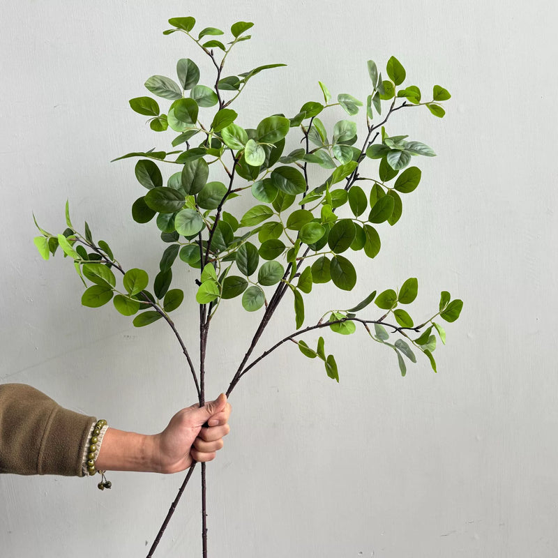 Set of 2, Real Touch 35" Long Eucalyptus Stems, Realistic Faux Money Leaf Branch, Tall Greenery for Vase Filler, Modern Farmhouse Home Decor & Wedding Bouquets