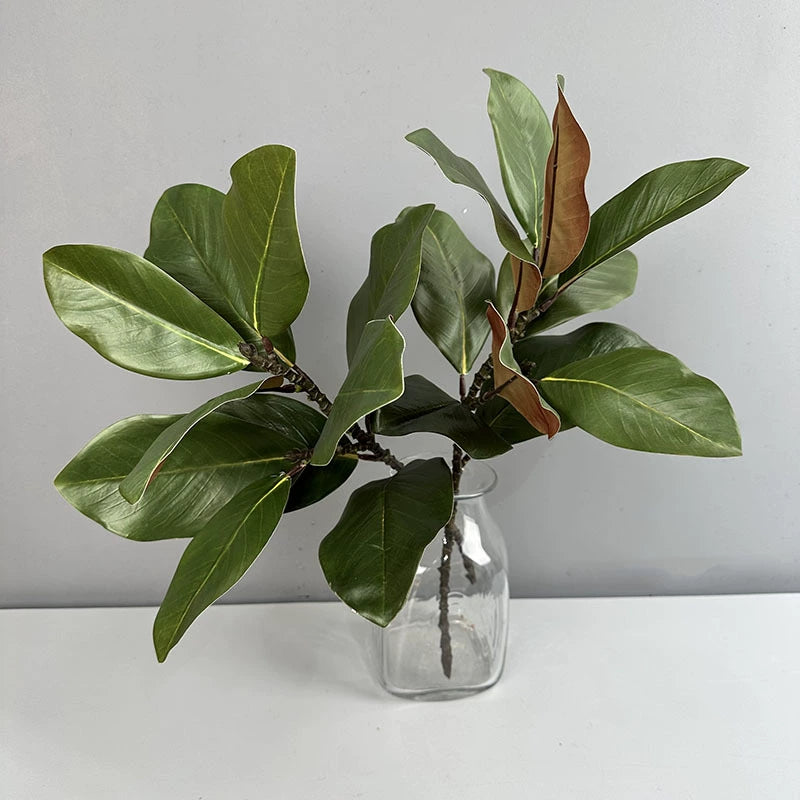 Faux Magnolia Leaves Bundle, 22" Real-Touch Greenery for Vases, Home Decor, Weddings, Events, Floral Arrangements