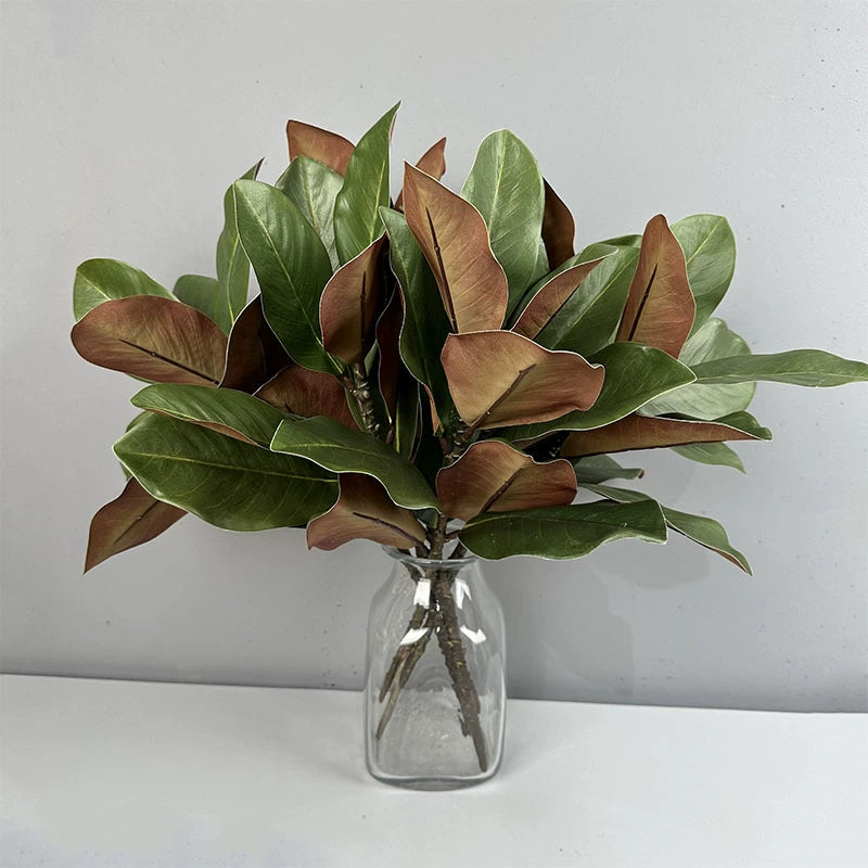 Faux Magnolia Leaves Bundle, 22" Real-Touch Greenery for Vases, Home Decor, Weddings, Events, Floral Arrangements