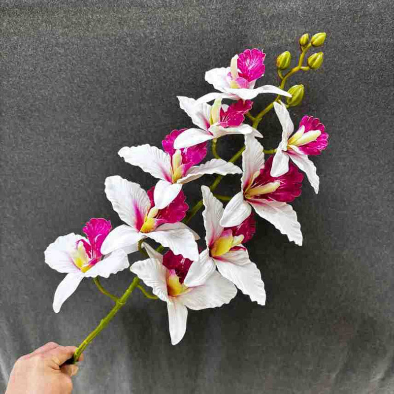 Faux 9-Head Cattleya Orchid Arrangement, 39" Real-Touch Flowers for Home Decor, Weddings, Events, and Seasonal Displays