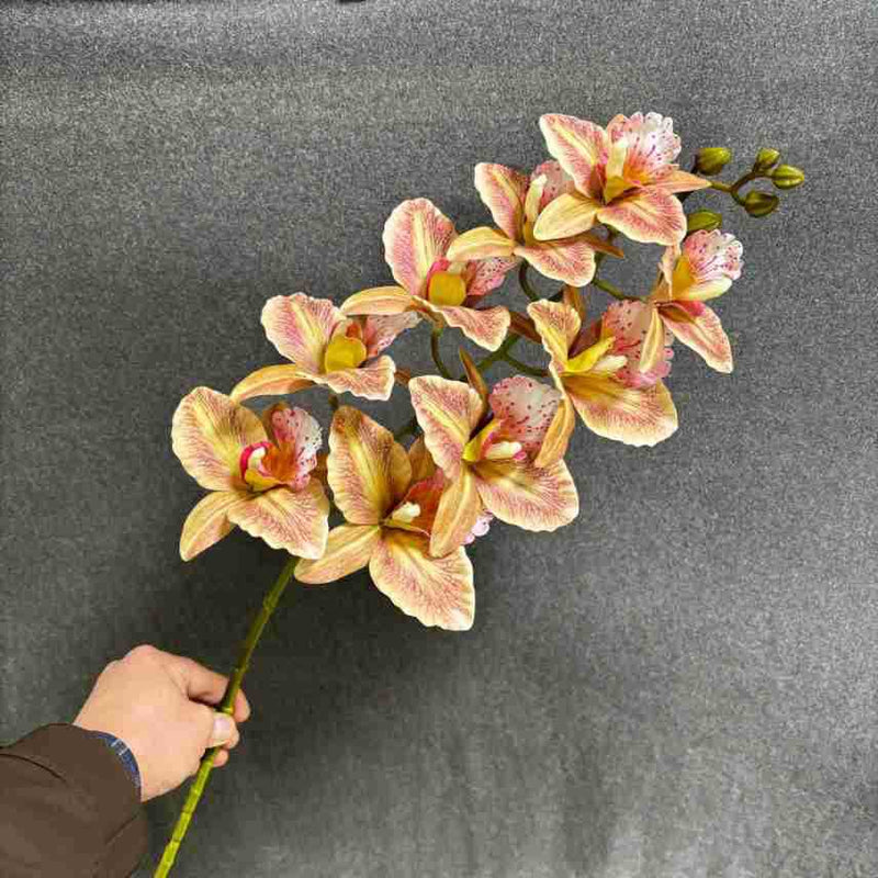 Faux 9-Head Cattleya Orchid Arrangement, 39" Real-Touch Flowers for Home Decor, Weddings, Events, and Seasonal Displays