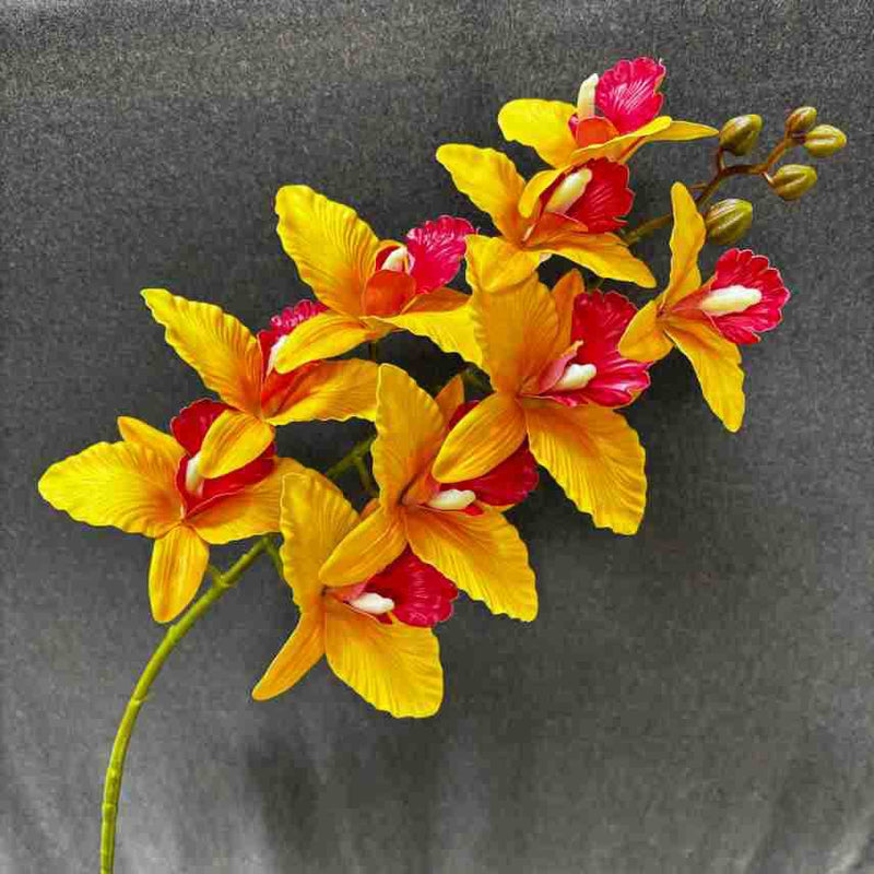 Faux 9-Head Cattleya Orchid Arrangement, 39" Real-Touch Flowers for Home Decor, Weddings, Events, and Seasonal Displays